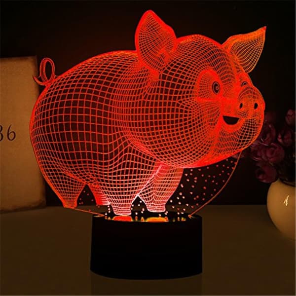 Gris Natlampe 3D Illusion Lampe Touch 7 Farveskiftende Seng