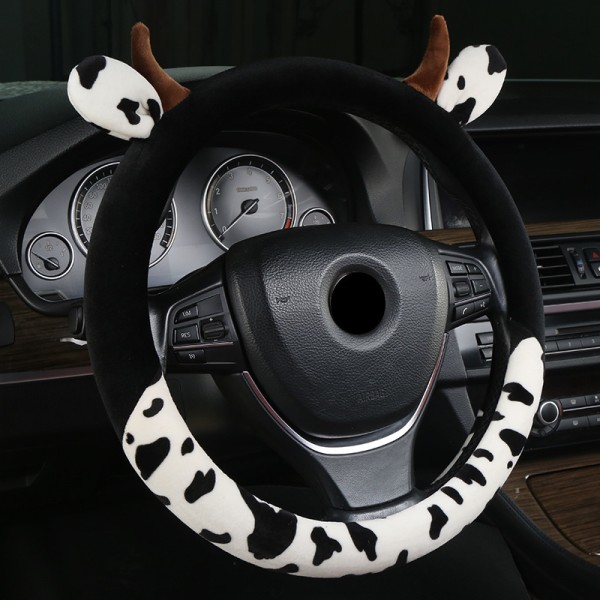 Ko-formad rattmuff, passar 15 tum halkfri och svettabsorberande bekväm automatisk rattmuff biltillbehör