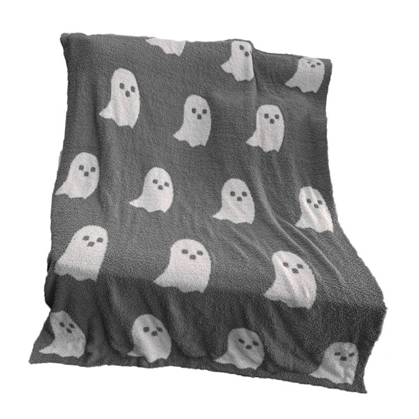Spöke filt mjuk bekväm andningsbar Halloween filt för att titta på TV Camping Mörkgrå 100x150cm/39x59in 650g/22.9oz
