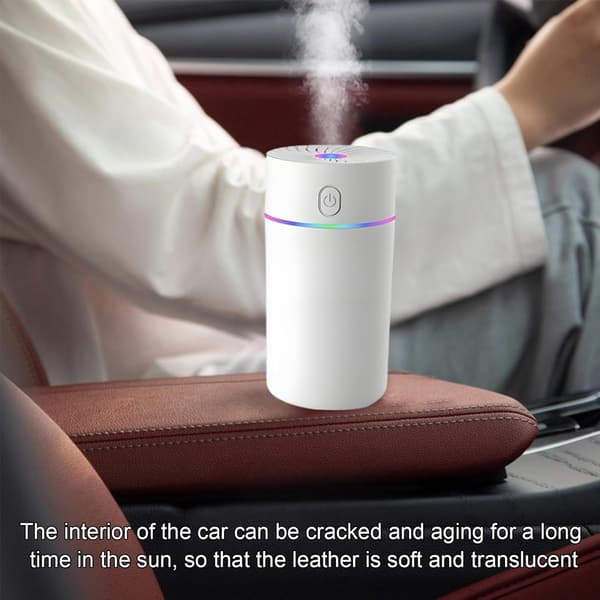 USB-driven billuftfuktare och doftspridare – Bärbar eterisk olja aromaterapi för fordon White