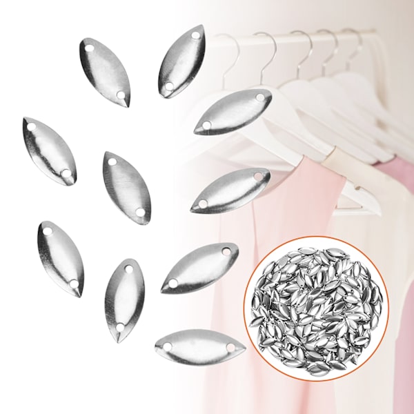 1000 st mässings dubbla hål bete form paljetter bröllop kläder tillbehör (Silver 7x15mm)