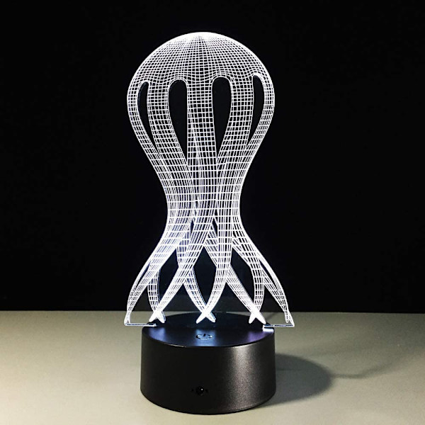 Meduusa Optinen Illuusio 3D LED-Sensori Yövalo Älykkäällä Kosketuspainikkeella & USB 7 Väriä Vaihtuva Tunnelma Lamppu Jouluun Kiitospäivään Makuuhuoneen Sisustukseen