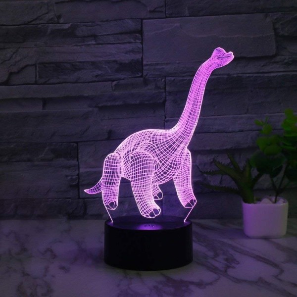 3D Lampa Brachiosaurus Dinosaurie Leksaker Illusion 2D Nattlampa Jul Julfestival Födelsedag Alla hjärtans dag Kärleksgåva