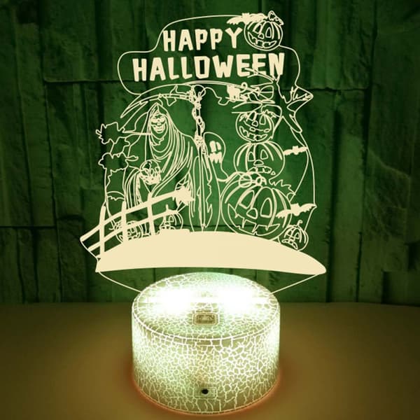 Halloween Natlampe, 3D Illusionslampe, 7 Farver Skiftende