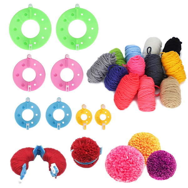 Pompom Maker Kits Fargerike Fluff Ball Weaver DIY Ullgarn Strikking Håndverk Gaver