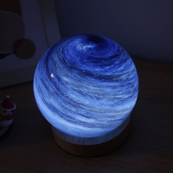 3D Planet Lampe, glas Månelampe Måne Natlys Gave Til G