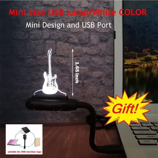 Musik Cool Guitar Bas 3D LAMPE Optisk Illusion LED Natlampe