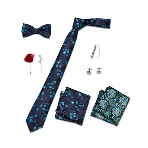 Rutiga slipsar Check Mens Necktie Set med näsduk Manschettknapp LB177