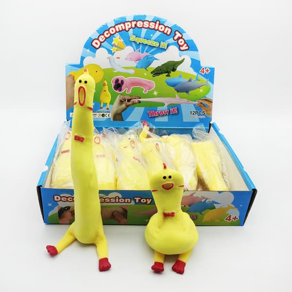 Stress Relief Legetøj 2-pak - Elastisk Grøn Hest, Stick Man & Syngende Kylling til Angstdæmpning, Sensorisk Fidget Legetøj til Voksne Yellow