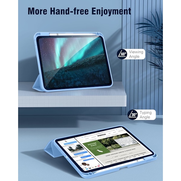 Etui til iPad (A16) 11. generasjon 11 tommer 2025, med blyantholder, slankt beskyttelsesdeksel med klar bakside, automatisk vekking/hvile blue iPad(A16)11 11（2025)