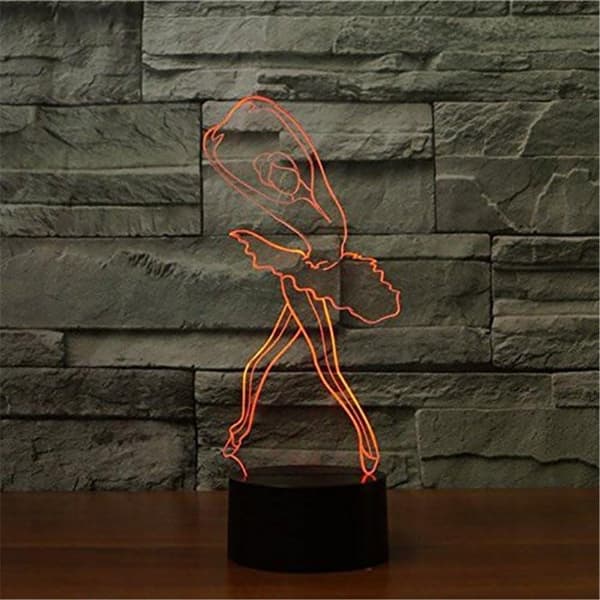 3D Optisk Illusjon Ballerina Ballett Jente Fargerik LysEffe