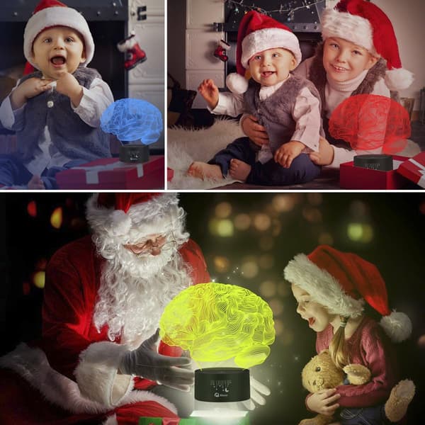 Hjerne 3D Natlys Bordlampe, 7 Farver Optisk Illus