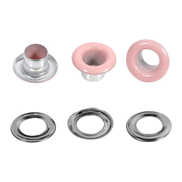 100 sett 4mm runde metalløyer Skrapbooking Kort Hull Lær Håndverk Klær Tilbehør (Rosa)