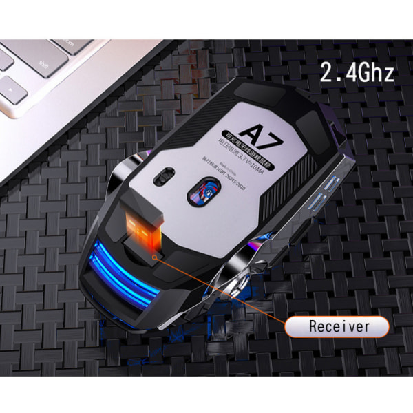 A7 uppladdningsbar trådlös mus mute datortillbehör hom