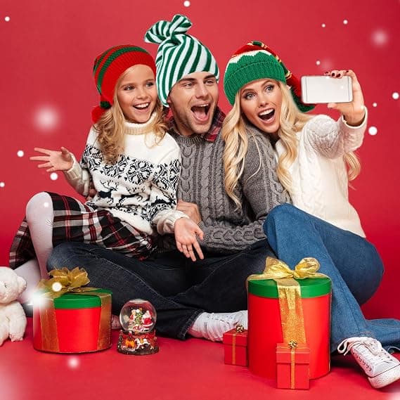 Rolig tomtemössa för vuxna - Festlig julfestmössa, Unisex semesteraccessoar Red White Striped