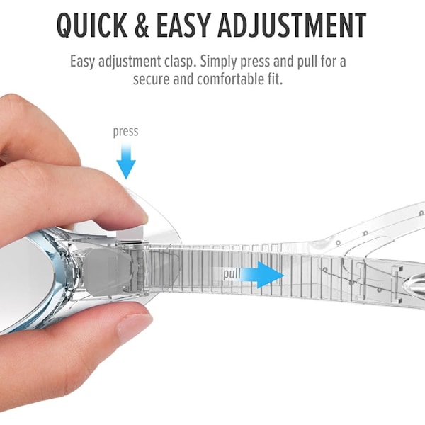 OutdoorMaster Simmask - Bred Synfält Simmask & Glasögon Anti-imma Vattentät L.Blå Light Blue