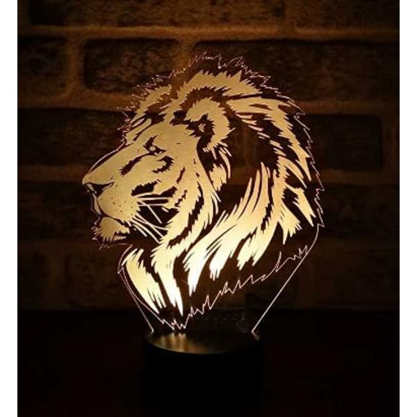 3D Tiger Lion Nattlampa Illusion 7 Färgförändrande Tou