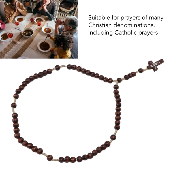Wooden Rosenkrans Universal Wooden Håndlaget Kors Bønn Rosenkrans perler for katolsk kristendom