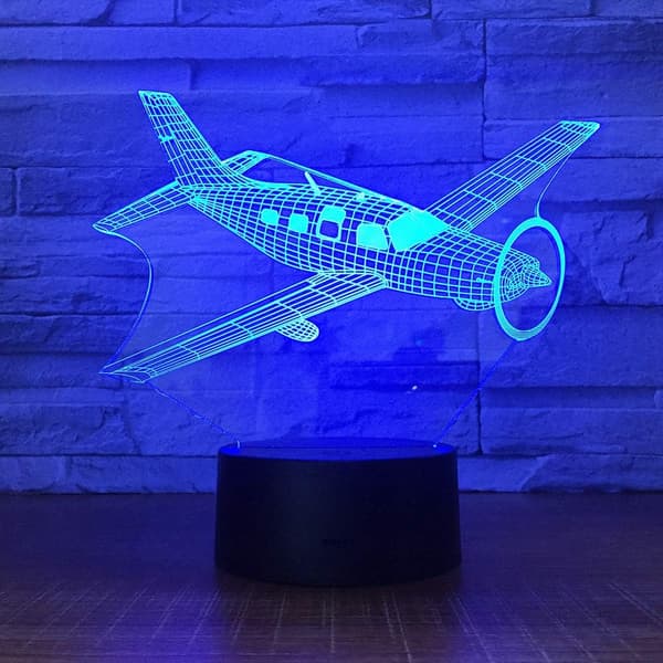 3D Flygplan Nattlampa Illusion 7 Färgförändring