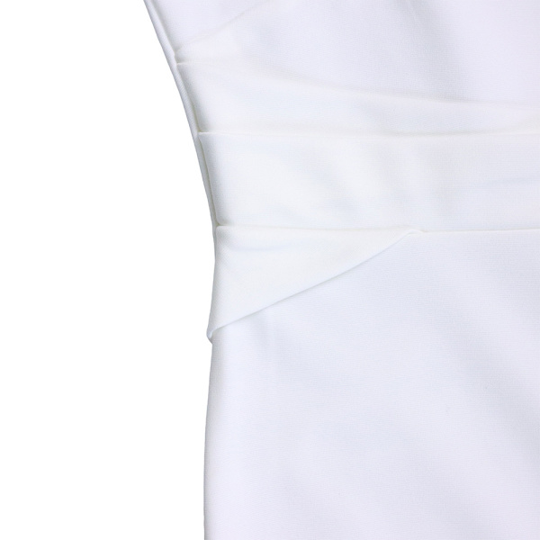 Fashion Temperament Sexy Solid Color Plisserad Klänning (Vit M)