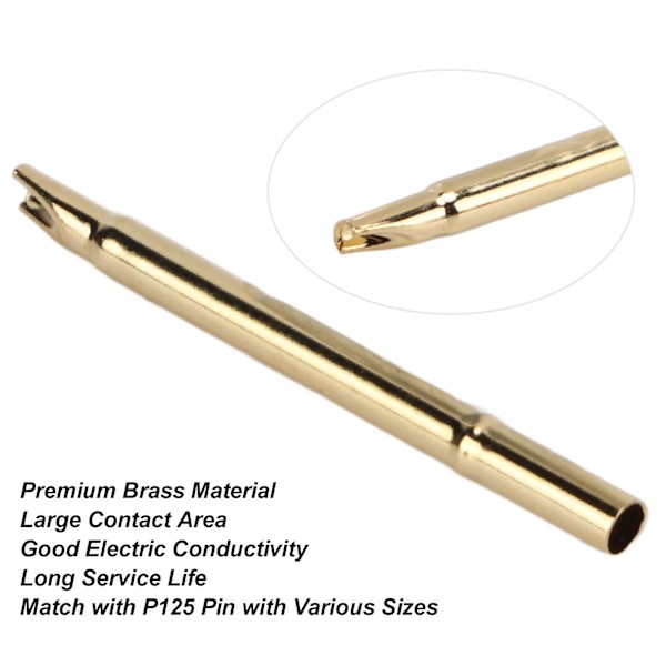100 stk. fjeder test probe ærme messing 2,4 mm tilbehørssæt til P125 serie stift R125-4S