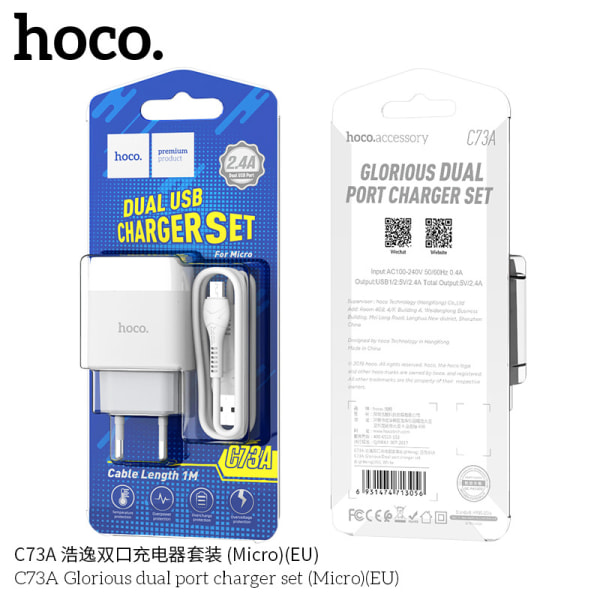 hoco. C57A europeisk standard PD+QC3.0 snabbladdare TYPE-C till