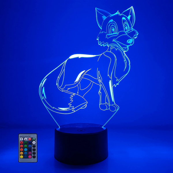 Creative 3D Fox Night Light USB -driven fjärrkontroll Touch