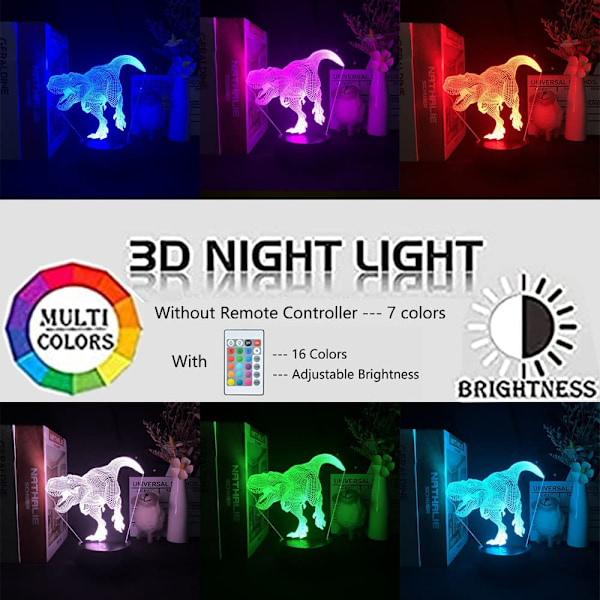 Yoshi 3D nattlampa, 16 färger julbelysning present RGB