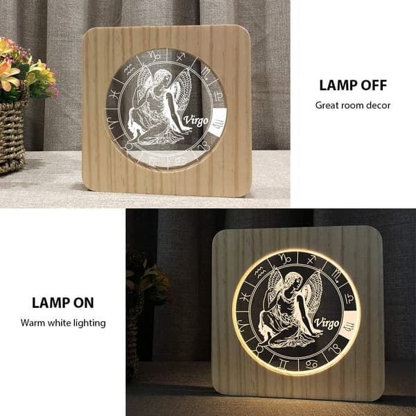 Nattlampe i tre med horoskopkonstellasjon, 3D-illusjon