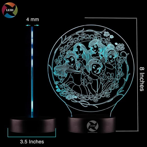 3D Optisk Illusions Natlampe - 7 LED Farveskiftende Lampe