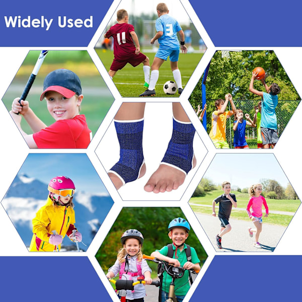 4 stycken/ 2 par barns ankelstöd kompressionsstrumpor för barn elastiska barn kompressionsstrumpor stickade ankelstöd stöd ankelstrumpa för jogging R Dark Blue 10-15 Years