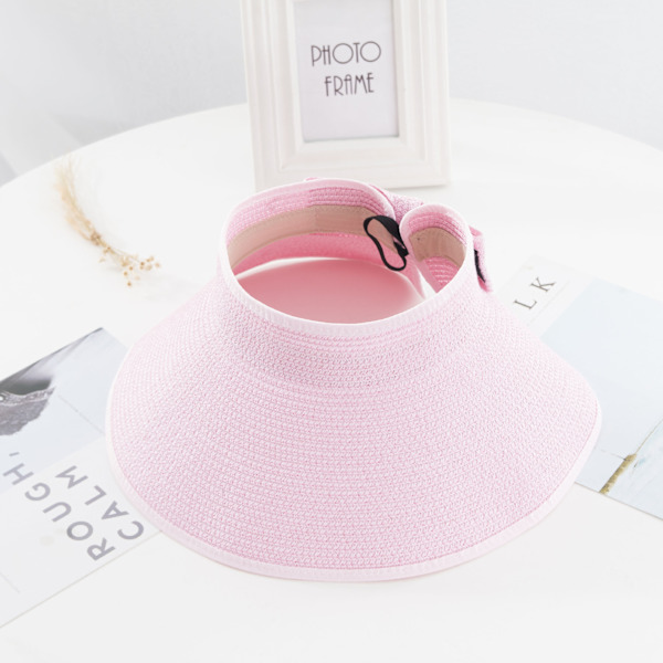 Dam solhatt med bred brätte i halm med UPF 50+ Pink