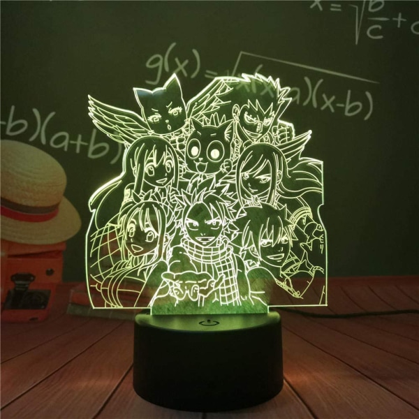 3D LED-lampa Nattljus för Barn Anime Fairy Tail Team 3D La