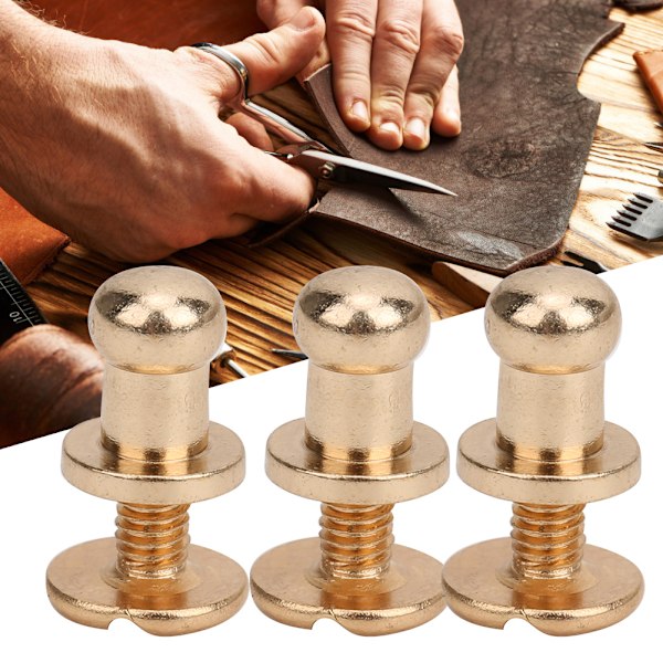 20 set skruvspik nitar koppar runt huvud stift fläck skruvback för armband väska kläder skor bälte dekoration guld