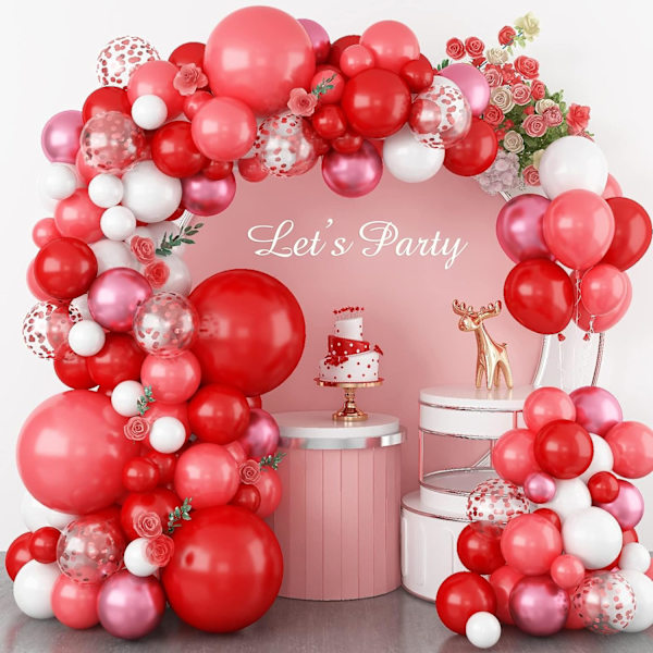 Rød ballonbue guirlande sæt - 5 10 18 tommer balloner forskellige størrelser DIY dekorationssæt perfekt til fødselsdag bryllup og events Red