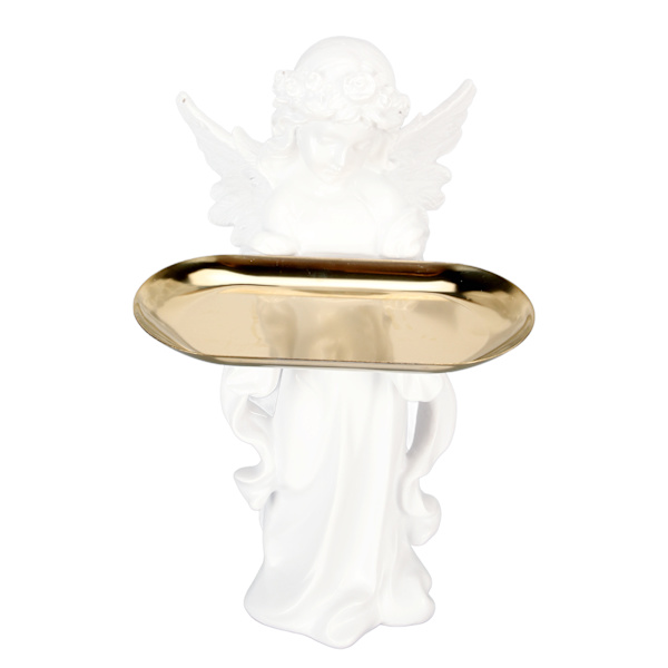 Baby Angel Statue Bakke Design 11,8in Håndskåret Rige Detaljer Resin Cherub Figur til Soveværelse Kontor Cafe