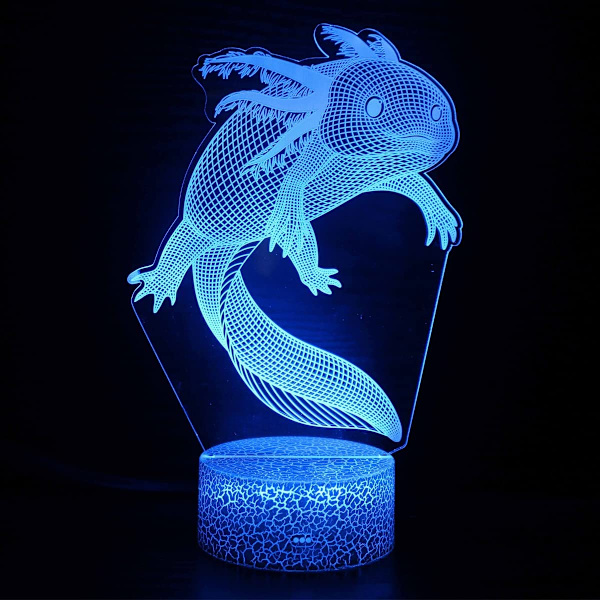 Axolotl 3D Illusion Natlampe, Værelsesindretning Natlampe Legetøj med Hilsenskort, 16 Farver Skiftende med Fjernbetjening, Børneværelsesindretning som Julegave
