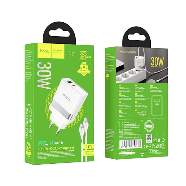 hoco. N21 Tuosu PD30W+QC3.0 laddare europeisk standard mobil