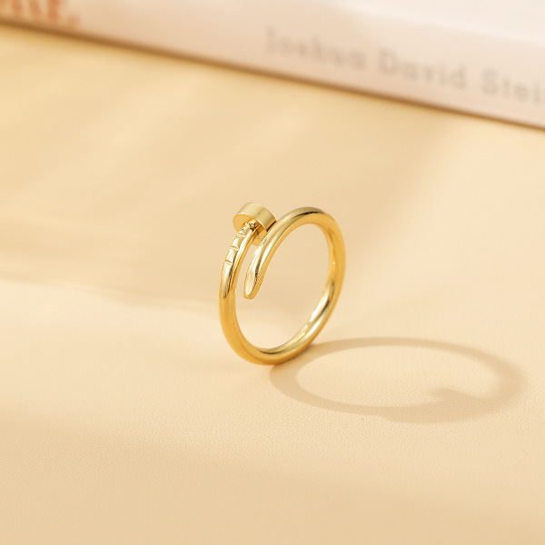 Nagelring 18K Gult Guld/Vitt Guld Ring Kärleksring För Kvinnor Födelsedag Julgåvor（Guld）