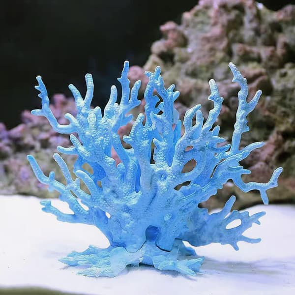 Kunstig akvariekorallpynt for akvarielandskapsdekorasjon, 6,7”x5,5”x1,6” Blue