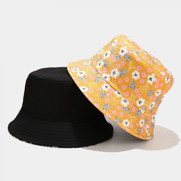 Unisex Bucket Hat Dubbelsidig Bärbar Fiskemössa Vändbar White