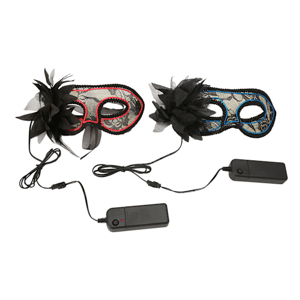 2 st LED-spetsmask 3 ljuslägen LED-ljus upp ansiktsmask för kostymball venetiansk fest halloweenfest