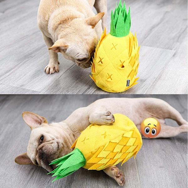 Söt ananas hund sniffle leksak, plysch pipig snuffle tåg