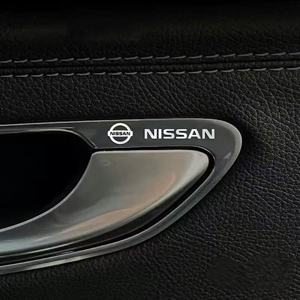 4 kpl auton metalliset autologon koristetarrat ovenkahvat peilit ohjauspyörän kori sisäikkunatarrat Nissan