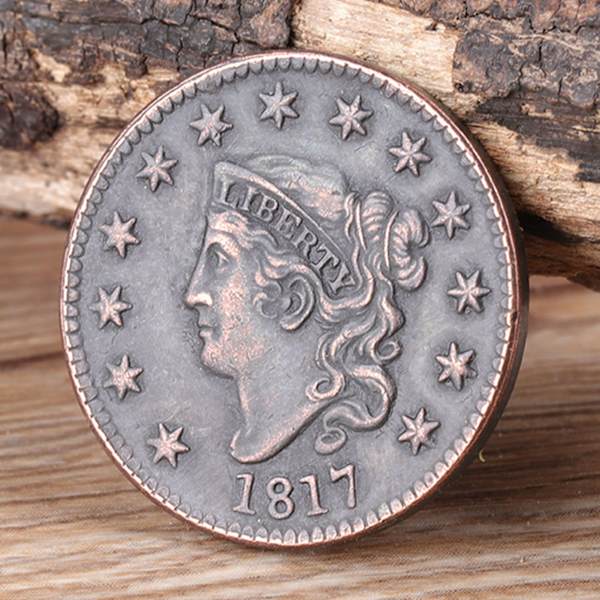 1817 USA 1 Cent Messing Vintage Samleobjekt Mynt Samlermynt