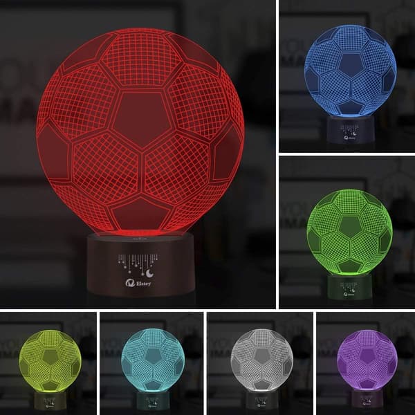 2-pack fotbolls 3D LED-nattlampa, uggla 3D-illusion