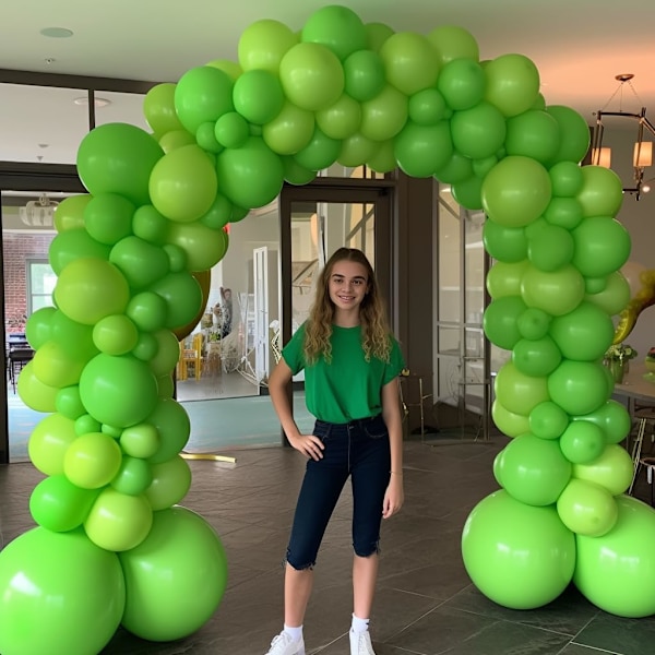 130 st gröna ballonger i olika storlekar 18\" 12\" 10\" 5\" Ballongbågsset perfekt för födelsedagsfest, examen, babyshower, bröllop, semesterdekorationer Green