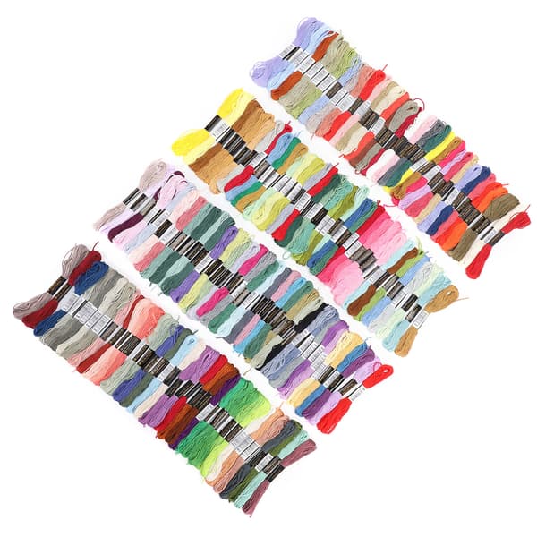 150 stk broderigarn flerfarget korssting floss polyester bomullsspoler 8 meter