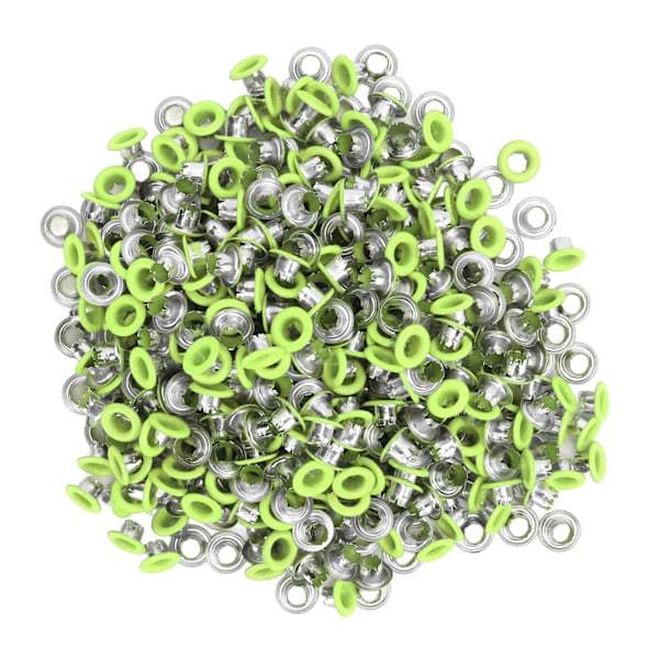 500 stk trykknapper i jernmateriale, flate, glatte, lyse overflater, lette, fargerike syknapper YK4/5C22 (fluorescerende grønn)