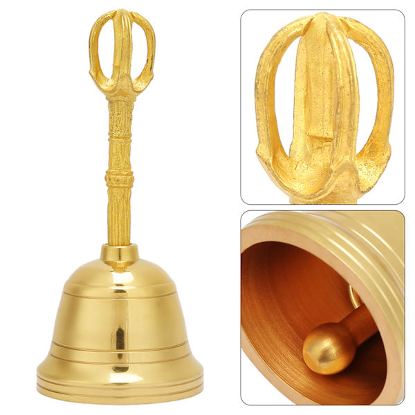 Populär ren mässingshandklocka buddhistisk klocka Feng Shui taoistiskt instrument 4,5 tum skaller